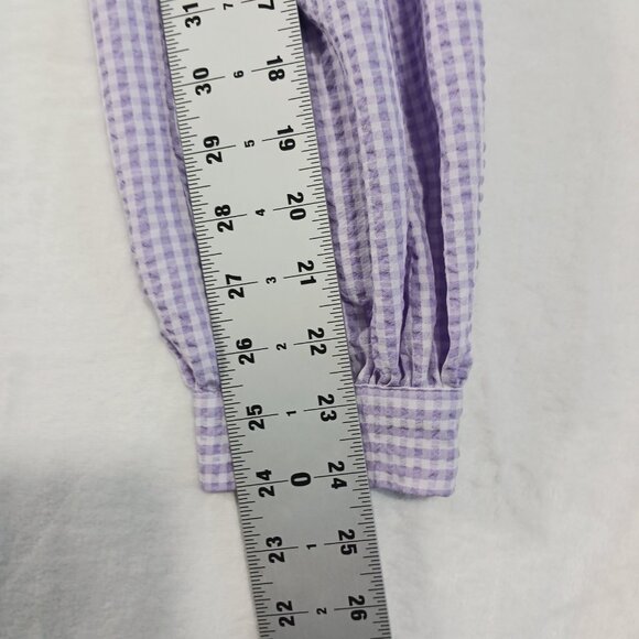 Zara, Lavender & White Gingham Check Crop Top, Long Sleeve, Renaissance, Peasant - Picture 13 of 14